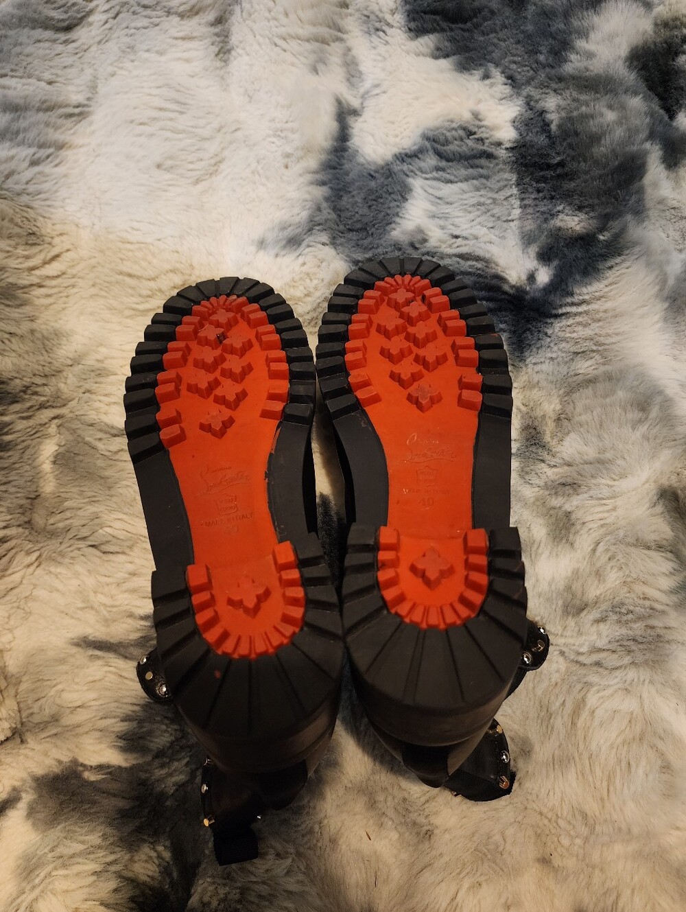Christian Louboutin Black Leather Studded Chelsea Booties - Picture 8 of 8